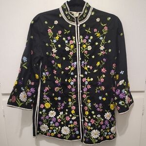 Vintage Floral Embroidered Black Chuchi Jacket